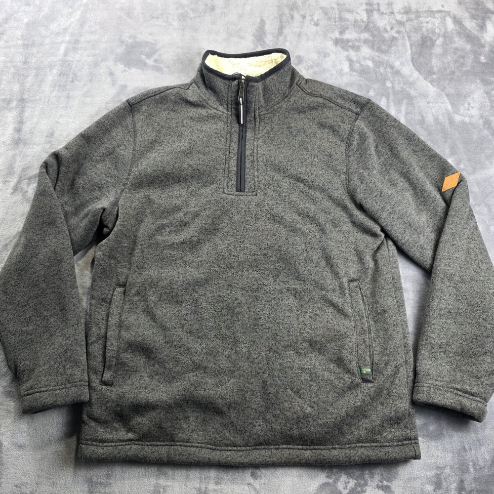Orvis Pullover Men M Gray Quarter Zip Sherpa Lined Sweater‎ Fleece Jacket